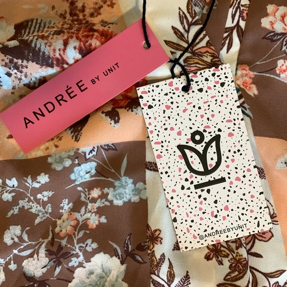 New Andree patchwork print womens blouse size large flowy loose relaxed fall - Picture 6 of 11